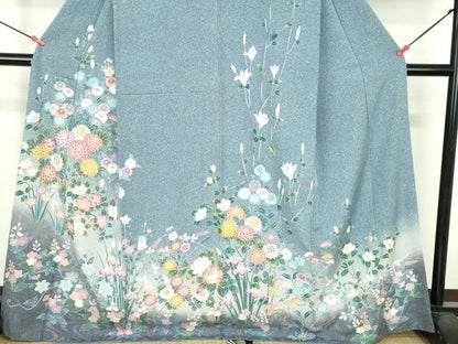 平和屋着物●訪問着　友禅　草花文　暈し染　正絹　逸品　DABH0735op