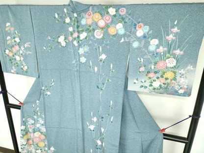 平和屋着物●訪問着　友禅　草花文　暈し染　正絹　逸品　DABH0735op