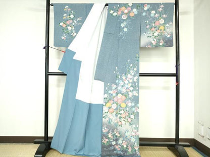 平和屋着物●訪問着　友禅　草花文　暈し染　正絹　逸品　DABH0735op