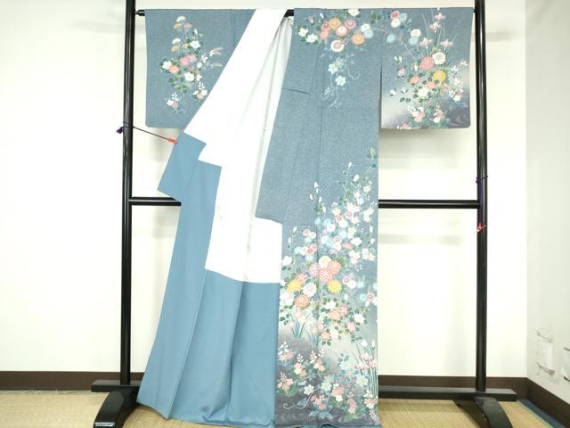 平和屋着物●訪問着　友禅　草花文　暈し染　正絹　逸品　DABH0735op