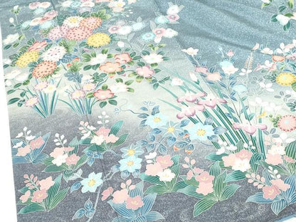 平和屋着物●訪問着　友禅　草花文　暈し染　正絹　逸品　DABH0735op