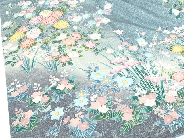 平和屋着物●訪問着　友禅　草花文　暈し染　正絹　逸品　DABH0735op