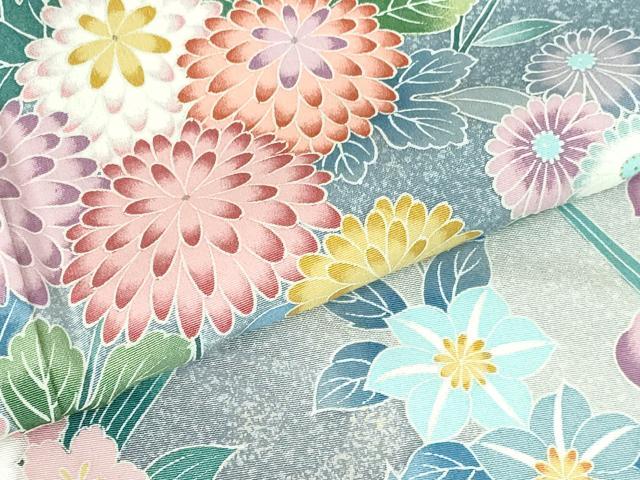 平和屋着物●訪問着　友禅　草花文　暈し染　正絹　逸品　DABH0735op