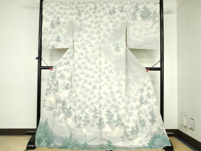 平和屋着物●訪問着　白鷺　シラサギ　暈し染め　仮絵羽　正絹　逸品　未使用　DABH0736op