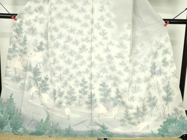 平和屋着物●訪問着　白鷺　シラサギ　暈し染め　仮絵羽　正絹　逸品　未使用　DABH0736op