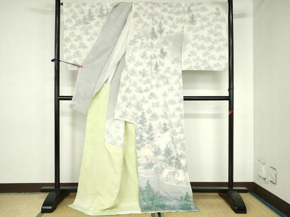 平和屋着物●訪問着　白鷺　シラサギ　暈し染め　仮絵羽　正絹　逸品　未使用　DABH0736op