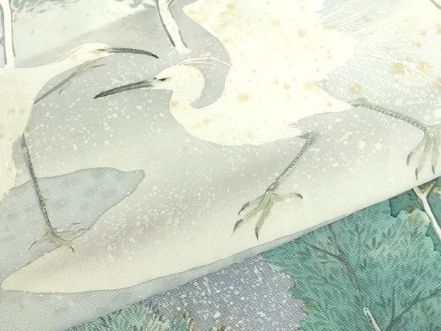 平和屋着物●訪問着　白鷺　シラサギ　暈し染め　仮絵羽　正絹　逸品　未使用　DABH0736op