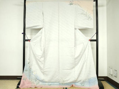 平和屋着物●訪問着　草花　暈し染め　金彩　仮絵羽　正絹　逸品　未使用　DABH0738op
