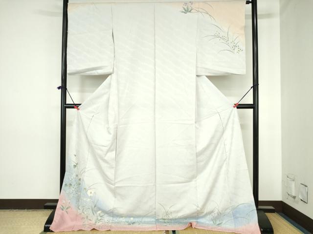 平和屋着物●訪問着　草花　暈し染め　金彩　仮絵羽　正絹　逸品　未使用　DABH0738op