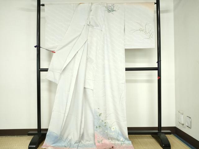 平和屋着物●訪問着　草花　暈し染め　金彩　仮絵羽　正絹　逸品　未使用　DABH0738op