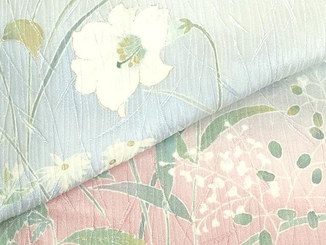 平和屋着物●訪問着　草花　暈し染め　金彩　仮絵羽　正絹　逸品　未使用　DABH0738op