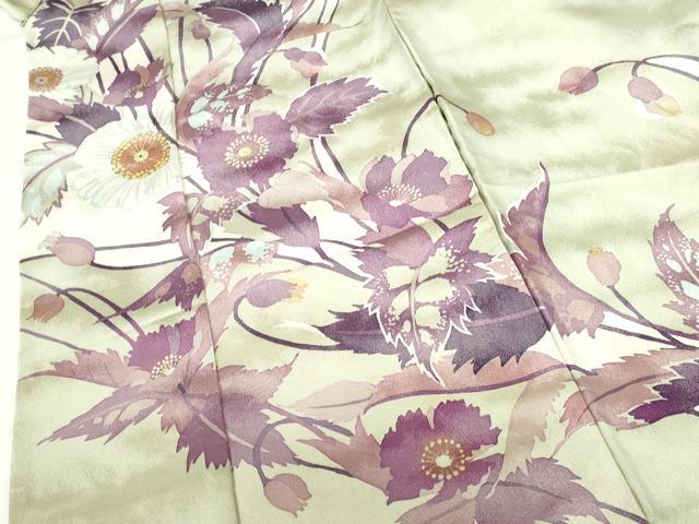 平和屋着物●訪問着　草花　銀通し地　仮絵羽　正絹　逸品　未使用　DABH0739op