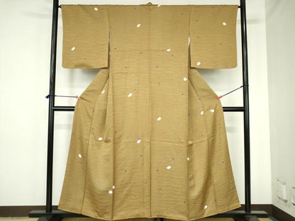 平和屋着物●上質な小紋　絞り　舞葉文　金彩　正絹　逸品　DABH0740op