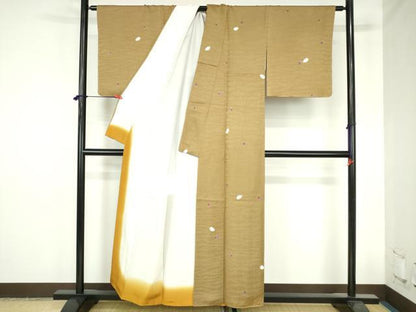 平和屋着物●上質な小紋　絞り　舞葉文　金彩　正絹　逸品　DABH0740op