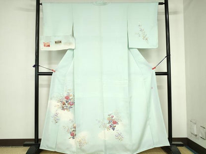 平和屋着物●本加賀友禅作家　南克治　訪問着　友禅　草花　暈し染め　反端付き　正絹　逸品　未使用　DABH0741op