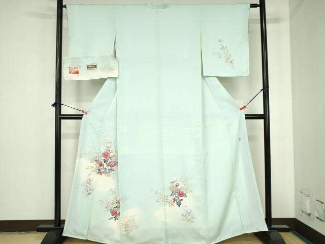 平和屋着物●本加賀友禅作家　南克治　訪問着　友禅　草花　暈し染め　反端付き　正絹　逸品　未使用　DABH0741op