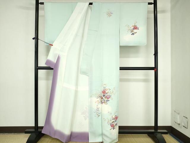 平和屋着物●本加賀友禅作家　南克治　訪問着　友禅　草花　暈し染め　反端付き　正絹　逸品　未使用　DABH0741op