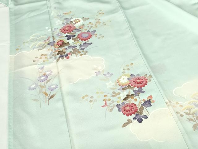 平和屋着物●本加賀友禅作家　南克治　訪問着　友禅　草花　暈し染め　反端付き　正絹　逸品　未使用　DABH0741op