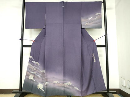 平和屋着物●金彩友禅　卓越技能者・名工・和田光正　訪問着　御所車松葉文　光正高蒔絵 暈し染め 金銀彩 さが美扱い 正絹 逸品 DABH0742op