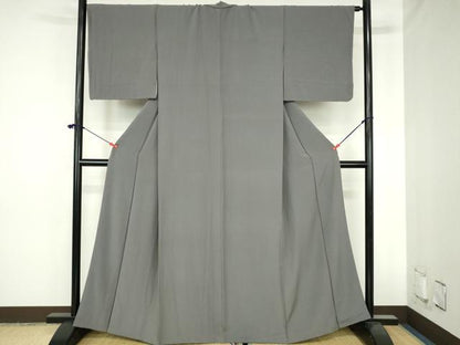 平和屋着物●上質な色無地　墨色　正絹　逸品　DABH0745op