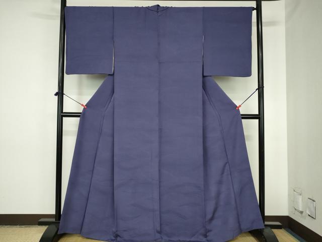 平和屋着物○上質な色無地 流水地紋 深紫色 正絹 逸品 DABH0746op
