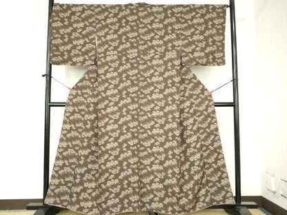 平和屋着物●上質な小紋　枝松葉文　正絹　逸品　DABH0747op