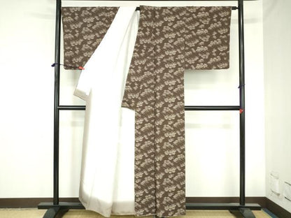平和屋着物●上質な小紋　枝松葉文　正絹　逸品　DABH0747op