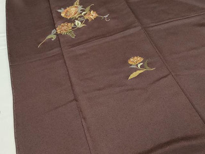 平和屋着物●訪問着　駒刺繍　総刺繍　更紗花文　金糸　鬼しぼ縮緬　ロング丈　正絹　逸品　DABH0748op