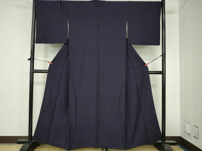 平和屋着物●上質な色無地　草花地紋　烏羽色　正絹　逸品　DABH0750op