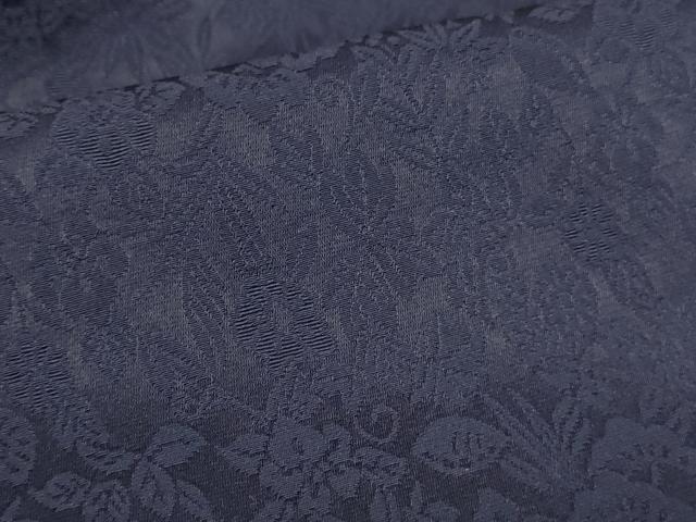 平和屋着物●上質な色無地　草花地紋　烏羽色　正絹　逸品　DABH0750op