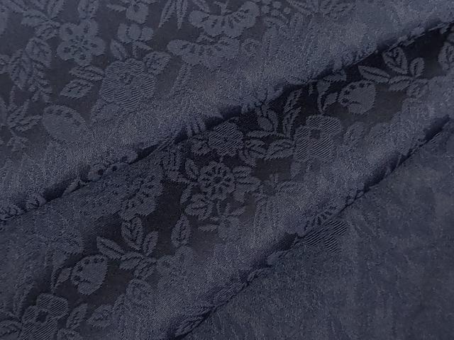 平和屋着物●上質な色無地　草花地紋　烏羽色　正絹　逸品　DABH0750op
