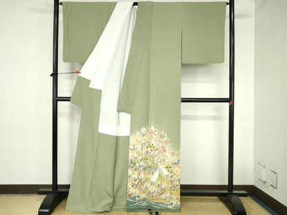 平和屋着物●京加賀友禅　松本健一　色留袖　鶴　草花　暈し染め　正絹　逸品　DABH0751op