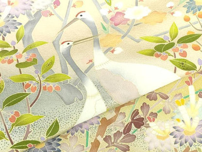 平和屋着物●京加賀友禅　松本健一　色留袖　鶴　草花　暈し染め　正絹　逸品　DABH0751op