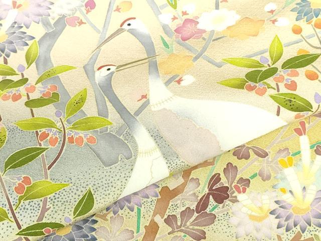 平和屋着物●京加賀友禅　松本健一　色留袖　鶴　草花　暈し染め　正絹　逸品　DABH0751op