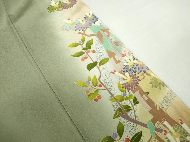 平和屋着物●京加賀友禅　松本健一　色留袖　鶴　草花　暈し染め　正絹　逸品　DABH0751op