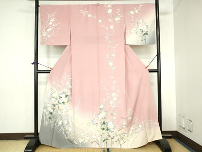 平和屋着物●訪問着　友禅　草花　暈し染め　正絹　逸品　DABH0754op