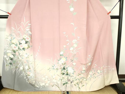 平和屋着物●訪問着　友禅　草花　暈し染め　正絹　逸品　DABH0754op