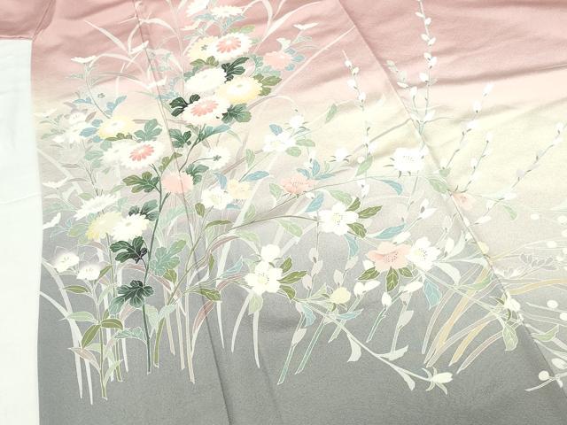 平和屋着物●訪問着　友禅　草花　暈し染め　正絹　逸品　DABH0754op