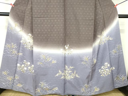平和屋着物●訪問着　草花文　暈し染め　金彩　正絹　逸品　DABH0755op