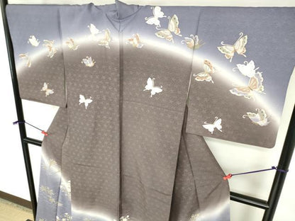 平和屋着物●訪問着　草花文　暈し染め　金彩　正絹　逸品　DABH0755op