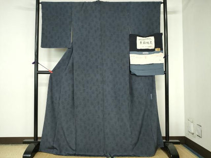 平和屋着物●人間国宝　初代六谷梅軒の息子　二代目　六谷梅軒(六谷博臣)江戸小紋　草木染　幸福地蔵　反端付き　正絹　逸品　未使用　DABH0757op
