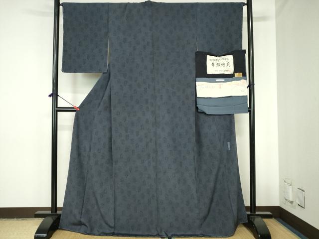 平和屋着物●人間国宝　初代六谷梅軒の息子　二代目　六谷梅軒(六谷博臣)江戸小紋　草木染　幸福地蔵　反端付き　正絹　逸品　未使用　DABH0757op