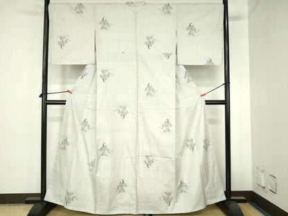 平和屋着物●本場大島紬　白大島　9マルキ　総絣　人物文　やまと金ラベル　正絹　逸品　未使用　DABH0760op