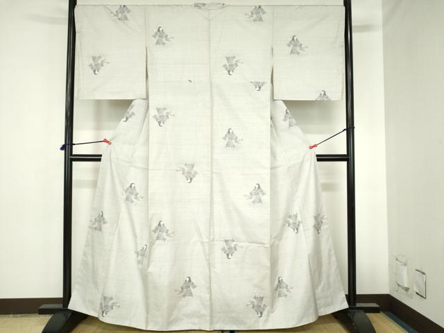 平和屋着物●本場大島紬　白大島　9マルキ　総絣　人物文　やまと金ラベル　正絹　逸品　未使用　DABH0760op