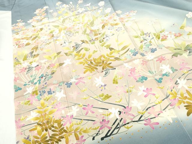 平和屋着物●本加賀友禅作家　百貫華峰　色留袖　花鳥文　暈し染め　正絹　逸品　DABH0761op