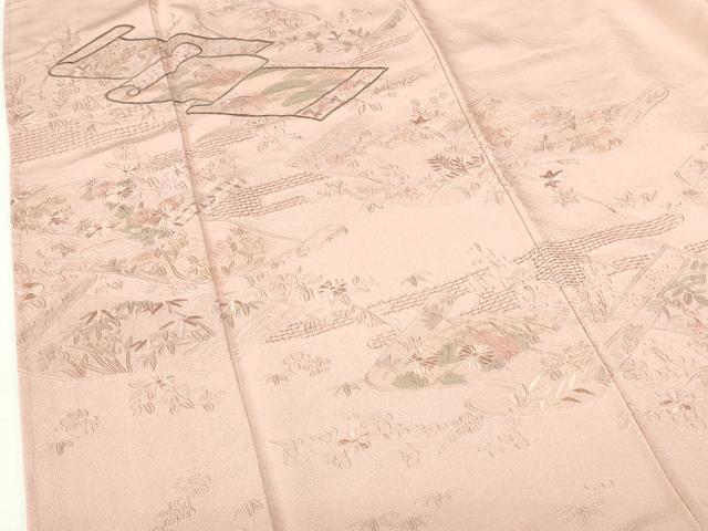 平和屋着物●中国三大刺繍　スワトウ刺繍　汕頭刺繍　相良刺繍　総刺繍　訪問着　蒔絵花文　正絹　逸品　DABH0762op