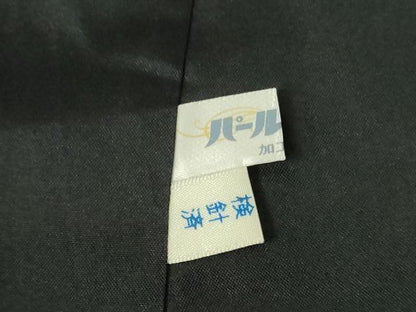 平和屋着物●本場大島紬　訪問着　刺繍　舞桜　跳び兎　立波文　黒地　金糸　正絹　逸品　DABH0765op