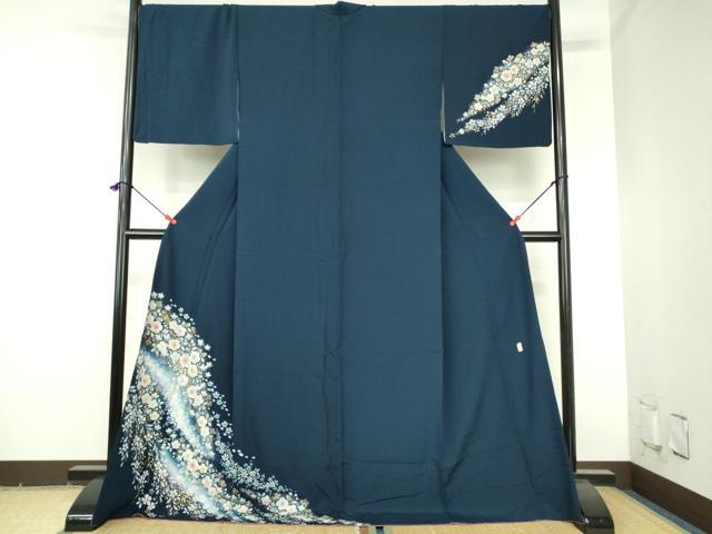 平和屋着物●越後十日町の一流染匠　桐屋・翠山工房　訪問着　絞り　辻が花　暈し染め　金彩　やまと誂製　ロング丈　正絹 逸品 DABH0766op