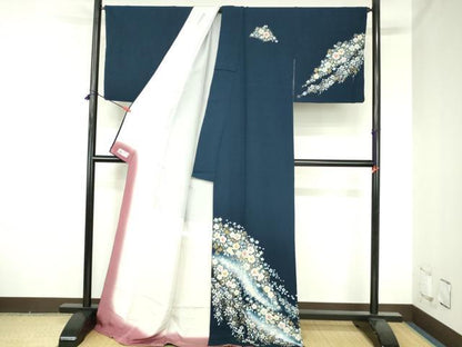平和屋着物●越後十日町の一流染匠　桐屋・翠山工房　訪問着　絞り　辻が花　暈し染め　金彩　やまと誂製　ロング丈　正絹 逸品 DABH0766op