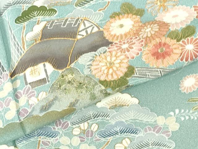 平和屋着物●豪華色留袖　駒刺繍　風景花文　暈し染め　金彩　正絹　逸品　未使用　DABH0767op